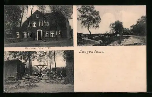 AK Langendamm, Gasthaus von Ernst Thies mit Terrasse