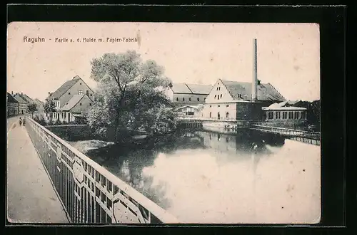 AK Raguhn, Partie a. d. Mulde mit Papier-Fabrik