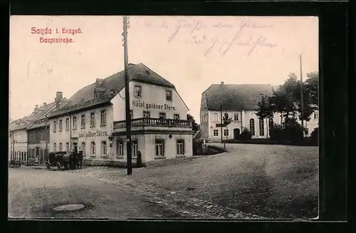 AK Sayda i. Erzgeb., Hotel goldner Stern an der Hauptstrasse