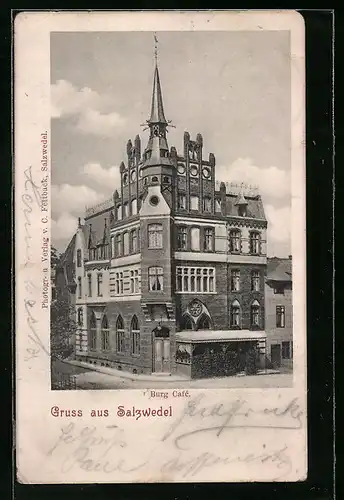 AK Salzwedel, Burg Cafe im Sonnenschein