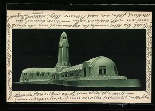 AK The Ossuary of Douaumont, Photography of the sketch showing the catholic chapel in the back of the monument