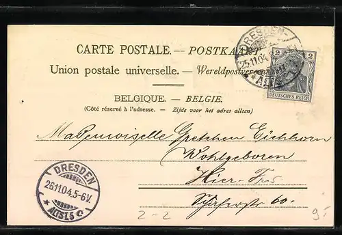 Präge-AK Briefmarken Belgiens mit Wappen