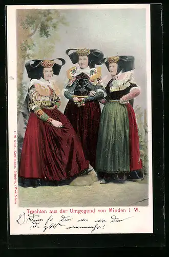 AK Minden i. W., Drei Frauen in Tracht