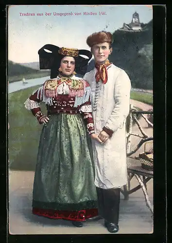 AK Minden i. W., Paar in Tracht