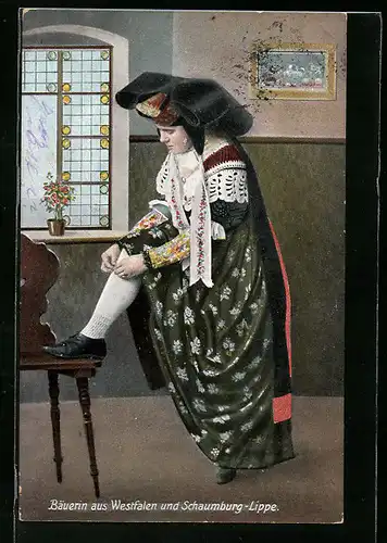 AK Schaumburg-Lippe, Bäuerin aus Westfalen und Schaumburg-Lippe in Tracht