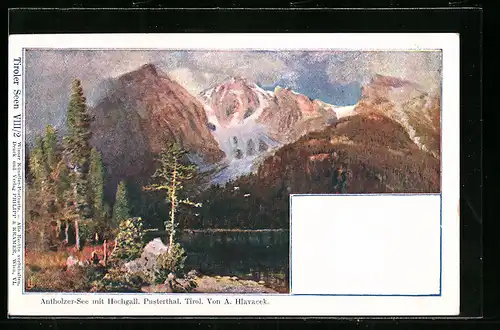 Künstler-AK Philipp + Kramer Nr. VIII /2: Antholzer-See, Blick ins Pusterthal mit Hochgall