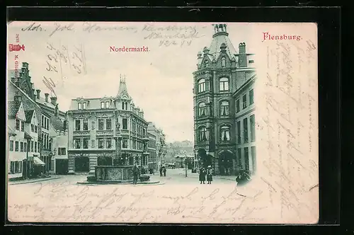 AK Flensburg, Brunnen auf dem Nordermarkt