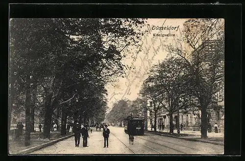 AK Düsseldorf, Königsallee mit Strassenbahn