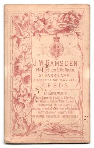 Fotografie J. W. Ramsden, Leeds, 21, Park Lane, Bürgerlicher Herr in modischer Kleidung