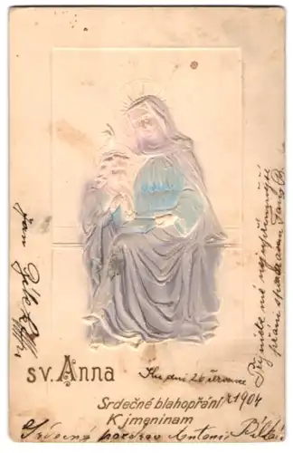 Präge-Airbrush-AK Sv. Anna, Srdecne blahoprani Kjeminam