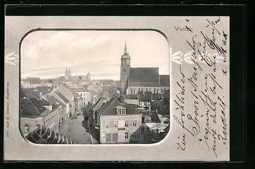 AK Wurzen, Strassenpartie mit Kirche