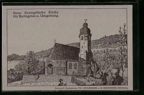 Künstler-AK Beilngries, Neue Evangelische Kirche