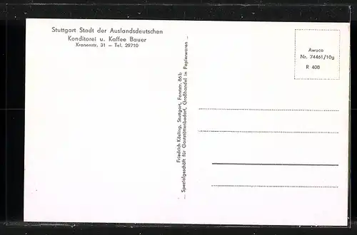 AK Stuttgart, Konditorei und Cafe Bauer, Kronenstr. 31, Innenansichten, Garten