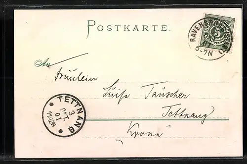 Künstler-AK Ravensburg, Gesamtansicht, Wappen