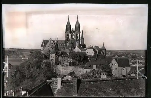 Fotografie Brück & Sohn Meissen, Ansicht Meissen i. Sa., Blick zum Burgberg mit der Albrechtsburg und dem Dom