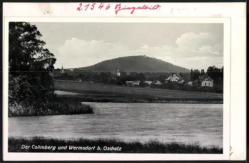 Fotografie Brück & Sohn Meissen, Ansicht Wermsdorf, Blick nach der Stadt und zum Collmberg