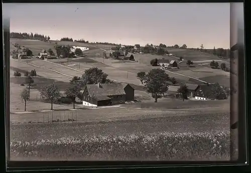 Fotografie Brück & Sohn Meissen, Ansicht Schellerhau i. Erzg., Blick von den Feldern in den Ort hinein