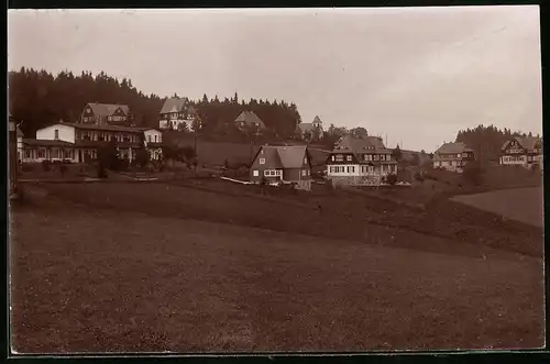 Fotografie Brück & Sohn Meissen, Ansicht Oberbärenburg i. Erzg., Partie im Ort mit Hotel und Wohnhäusern