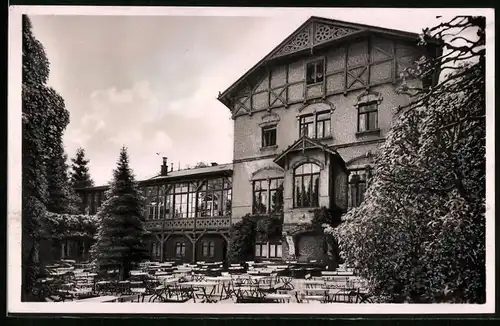Fotografie Brück & Sohn Meissen, Ansicht Kamenz, Gartenlokal des Hutberg-Hotel