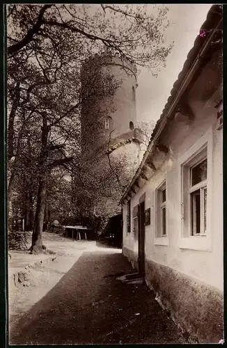 Fotografie Brück & Sohn Meissen, Ansicht Collmberg, am Gasthaus auf dem Collberg mit Turm