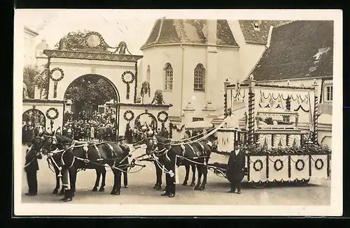 AK Altötting, Seligsprechung Bruder Konrads mit Pferdekutsche