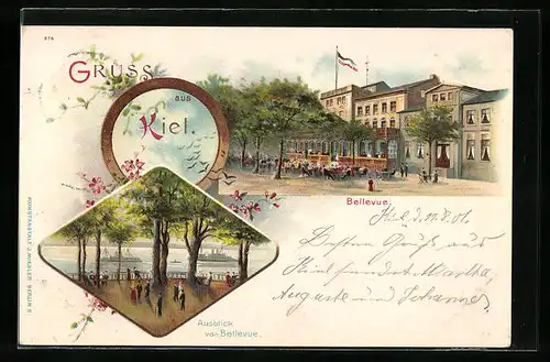 Lithographie Kiel, Ausblick von Bellevue