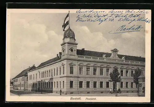 AK Rastatt, Postamt mit gehisster Fahne