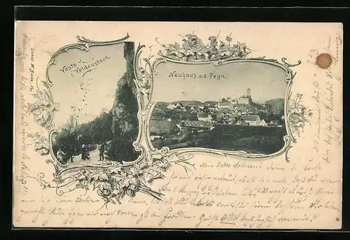 AK Neuhaus a. d. Pegn., Ortsansicht und Veste Veldenstein