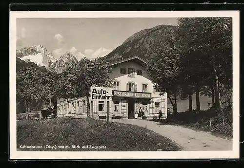 AK Kaltenbrunn, Restauration Kaltenbrunn mit Blick auf die Zugspitze