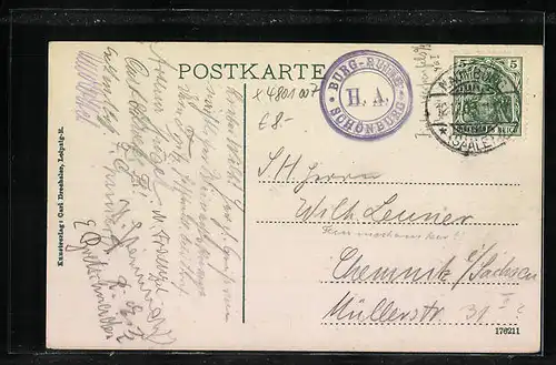 AK Schönburg a. d. Saale, Teilansicht aus der Vogelschau