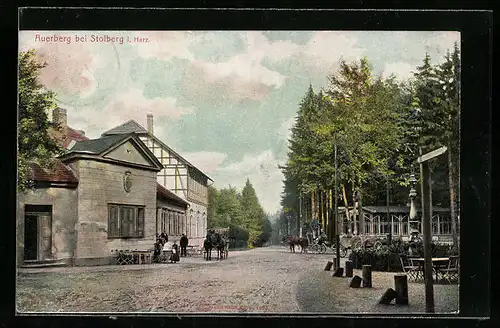 AK Stolberg i. H., Strassenpartie am Gasthaus Auerberg