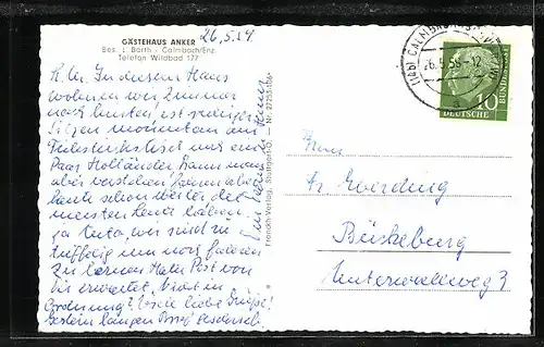 AK Calmbach /Enz, Gasthaus Anker, Automobile