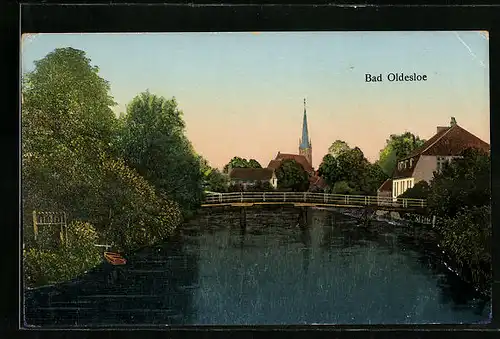 AK Bad Oldesloe, Travepartie mit Brücke