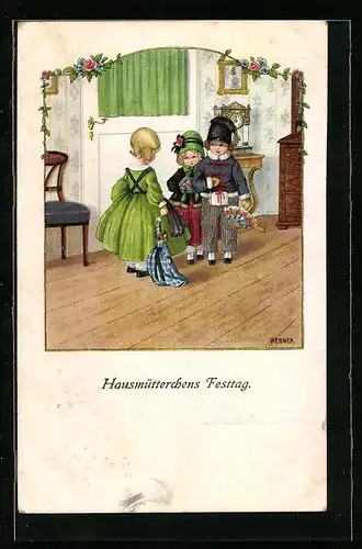Künstler-AK Pauli Ebner: Hausmütterchens Festtag