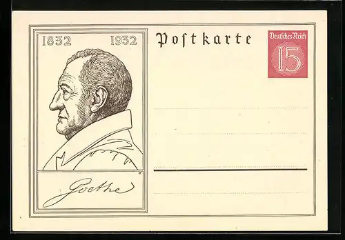 AK Portrait von Goethe, 1832-1932, Ganzsache