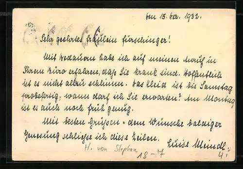 AK Portrait H. von Stephan, Ganzsache
