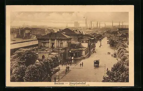 AK Bochum, Hauptbahnhof aus der Vogelschau