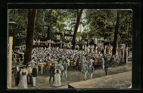 AK Bovenden, Gasthaus Mariaspring mit Kundschaft