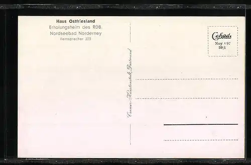 AK Norderney, Hotel-Haus Ostfriesland, Erholungsheim des RDB