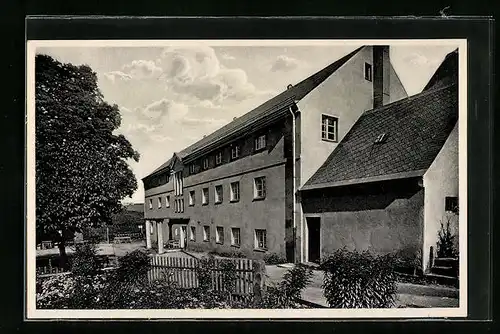 AK Ostrau bei Bad Schandau, Jugendherberge Falkensteinhaus in der Strassenansicht