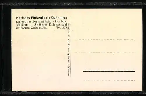 AK Zschopau, Hotel Kurhaus Finkenburg von der Strasse gesehen