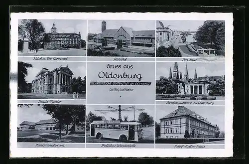 AK Oldenburg, Schloss, Staatstheater, Landessparkasse, Trollibus Wendestelle und Staatsministerium