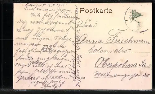 AK Bitterfeld, Partie an der Linden-Strasse mit Bäumen