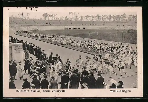 AK Berlin-Grunewald, Deutsches Stadion, Waldlauf-Beginn