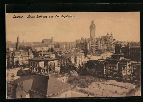 AK Leipzig, Neues Rathaus aus der Vogelschau