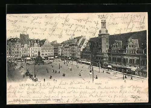 AK Leipzig, Passanten auf dem Markt