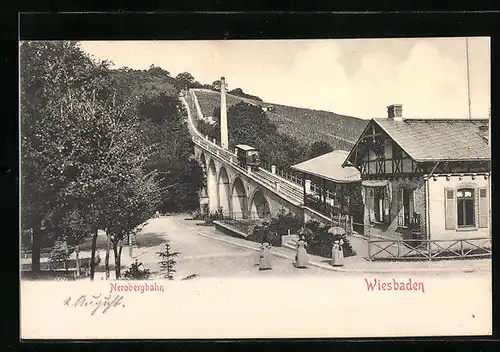 AK Wiesbaden, Blick auf die Nerobergbahn