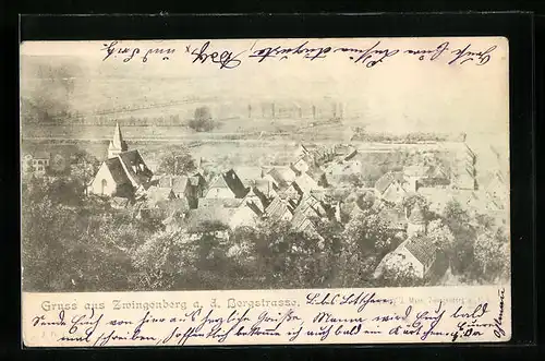 AK Zwingenberg a. d. Bergstrasse, Ortsansicht aus der Vogelschau