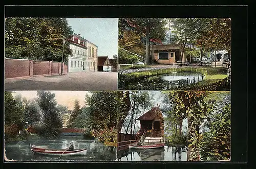 AK Mittelbach, Eckert`s Gasthaus, Grünanlagen mit Flusspartie