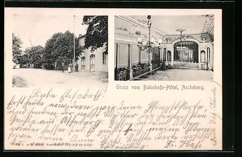 AK Ascheberg, Innenansicht des Bahnhofs-Hotels
